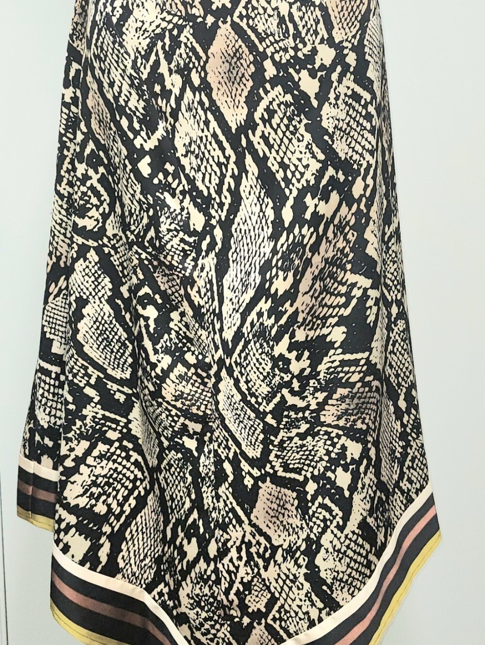 Worthington Black and Cream Snake-Print A-Line Skirt